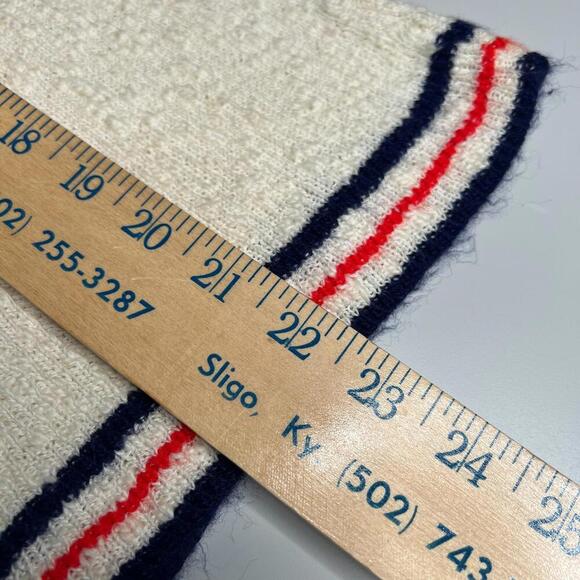 Vintage 80s Women’s Knit Sweater Vest – Size M, White with Red & Navy Trim - Picture 4 of 8